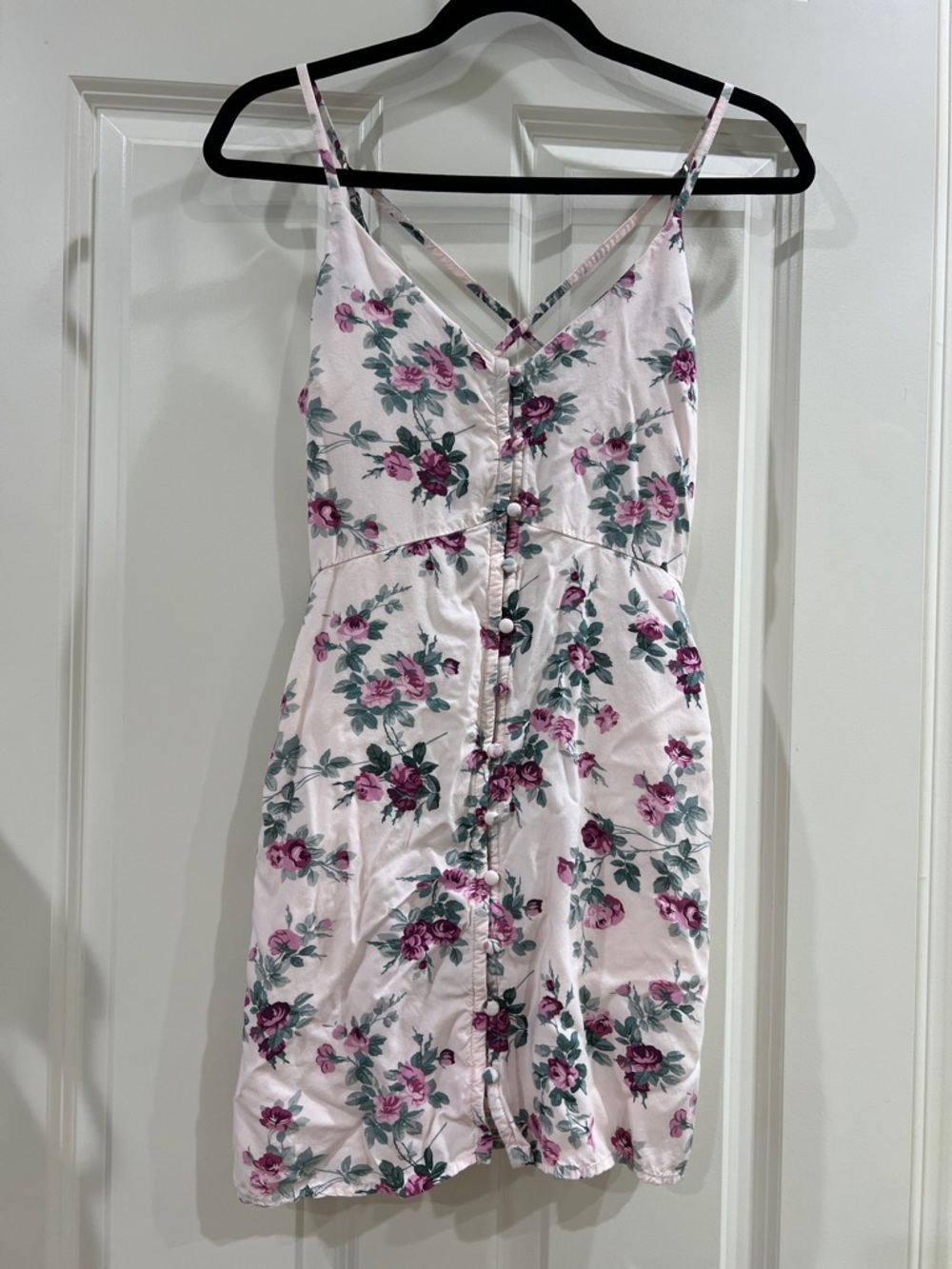 Abercrombie & Fitch Floral Cotton‑Blend Tank Dress – Pink & Purple – Size S